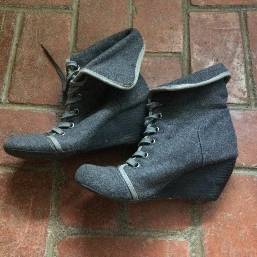 Aldo Grey Wedge Laces Booties size 9 to 10